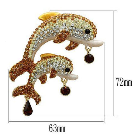 Gold White Metal Brooches with Top Grade Crystal  in Multi Color
