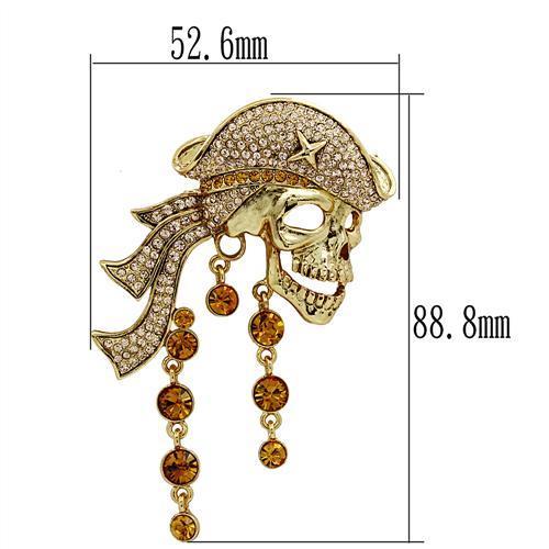 Gold White Metal Brooches with Top Grade Crystal  in Multi Color