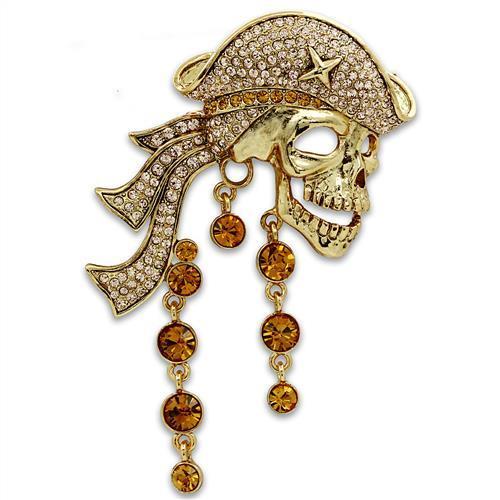 Gold White Metal Brooches with Top Grade Crystal  in Multi Color