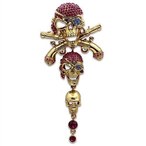 Gold White Metal Brooches with Top Grade Crystal  in Multi Color