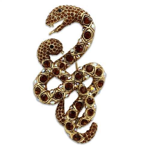 Gold White Metal Brooches with Top Grade Crystal  in Multi Color