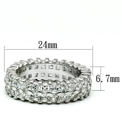 Rhodium Brass Ring with AAA Grade CZ  in Clear