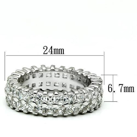 Rhodium Brass Ring with AAA Grade CZ  in Clear