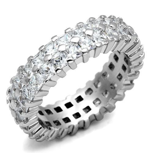 Rhodium Brass Ring with AAA Grade CZ  in Clear