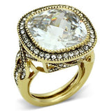 Gold Brass Ring with AAA Grade CZ  in Clear