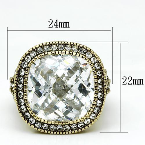 Gold Brass Ring with AAA Grade CZ  in Clear