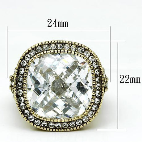 Gold Brass Ring with AAA Grade CZ  in Clear