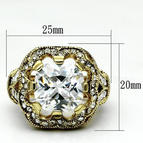 Gold Brass Ring with AAA Grade CZ  in Clear