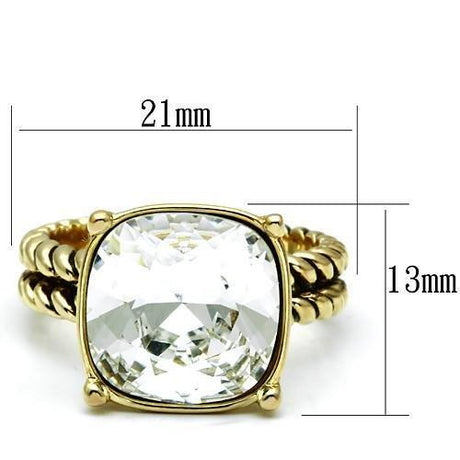 Gold Brass Ring with AAA Grade CZ  in Clear