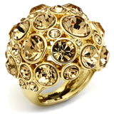 Gold Brass Ring with Top Grade Crystal  in Light Smoked