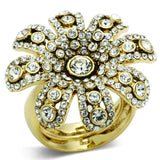 Gold Brass Ring with Top Grade Crystal  in Clear
