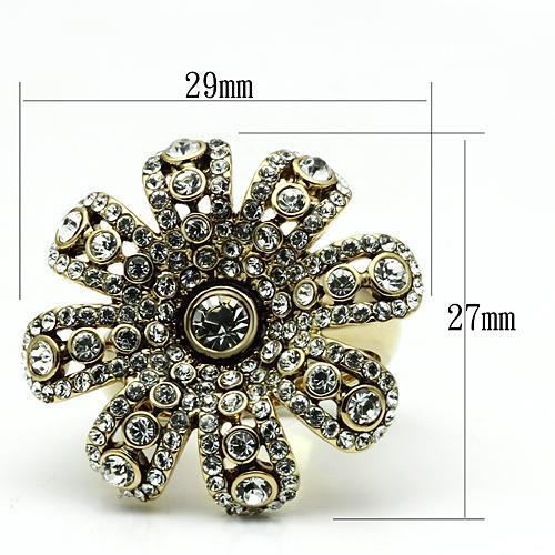 Gold Brass Ring with Top Grade Crystal  in Clear