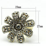 Gold Brass Ring with Top Grade Crystal  in Clear
