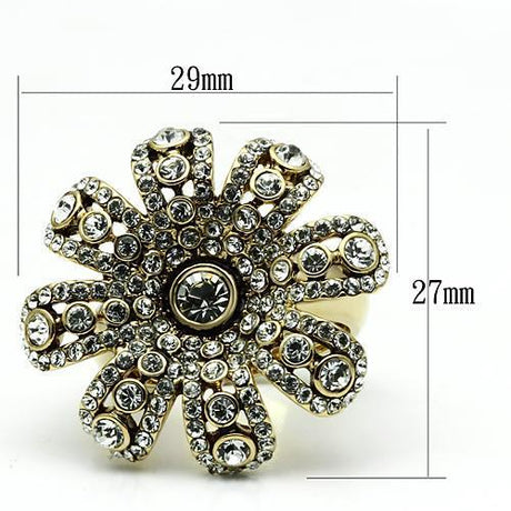 Gold Brass Ring with Top Grade Crystal  in Clear