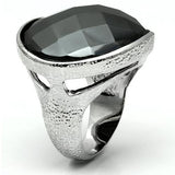 Rhodium Brass Ring with Synthetic Hematite in Hematite