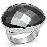 Rhodium Brass Ring with Synthetic Hematite in Hematite