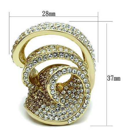 Gold Brass Ring with Top Grade Crystal  in Light Smoked
