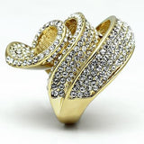 Gold Brass Ring with Top Grade Crystal  in Light Smoked