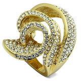 Gold Brass Ring with Top Grade Crystal  in Light Smoked
