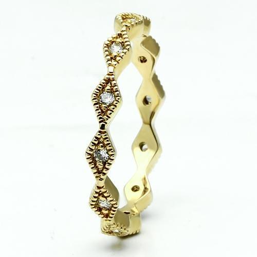 Gold Brass Ring with AAA Grade CZ  in Clear