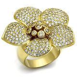 Gold Brass Ring with AAA Grade CZ  in Champagne