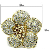 Gold Brass Ring with AAA Grade CZ  in Champagne