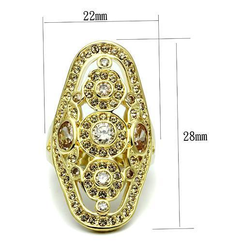 Gold Brass Ring with AAA Grade CZ  in Champagne