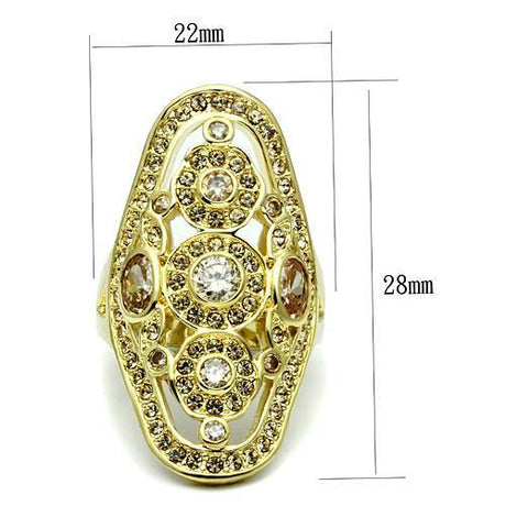 Gold Brass Ring with AAA Grade CZ  in Champagne