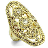 Gold Brass Ring with AAA Grade CZ  in Champagne