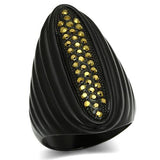 TIN Cobalt Black Brass Ring with Top Grade Crystal  in Light Smoked
