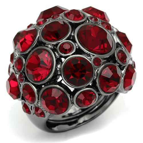 Ruthenium Brass Ring with Top Grade Crystal  in Siam