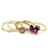 Gold Brass Ring with Synthetic Synthetic Glass in Amethyst