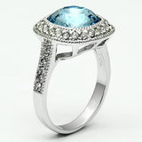 Rhodium Brass Ring with Top Grade Crystal  in Sea Blue