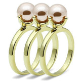 Gold Brass Ring with Synthetic Pearl in Light Rose