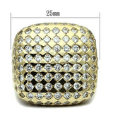 Gold Brass Ring with AAA Grade CZ  in Clear