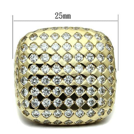 Gold Brass Ring with AAA Grade CZ  in Clear