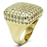 Gold Brass Ring with AAA Grade CZ  in Clear