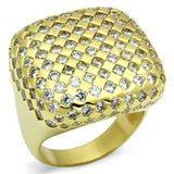 Gold Brass Ring with AAA Grade CZ  in Clear