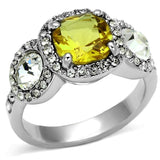 Rhodium Brass Ring with Synthetic Synthetic Glass in Topaz