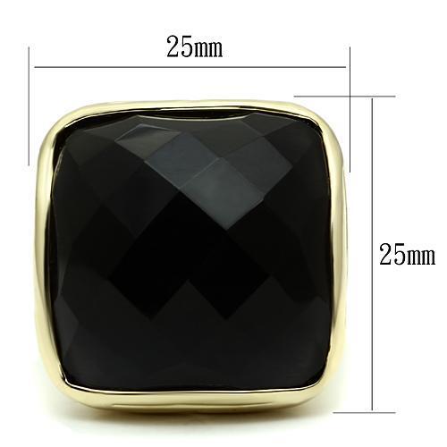 Gold Brass Ring with AAA Grade CZ  in Jet