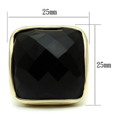 Gold Brass Ring with AAA Grade CZ  in Jet