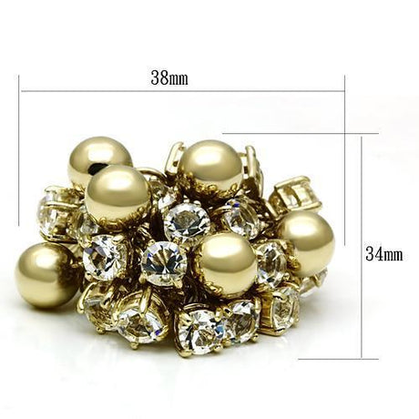 Gold Brass Ring with Top Grade Crystal  in Clear