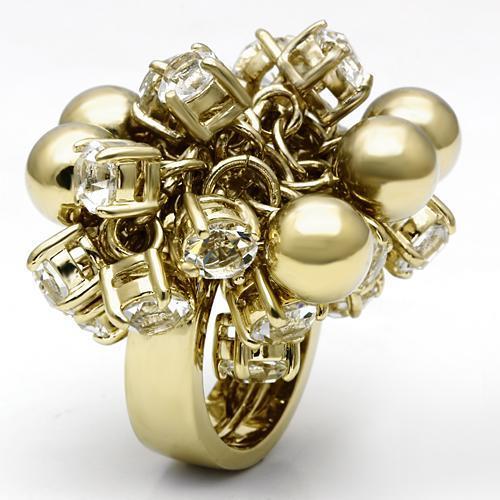 Gold Brass Ring with Top Grade Crystal  in Clear