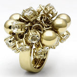 Gold Brass Ring with Top Grade Crystal  in Clear