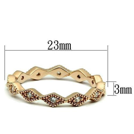 Rose Gold Brass Ring with AAA Grade CZ  in Clear