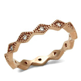 Rose Gold Brass Ring with AAA Grade CZ  in Clear