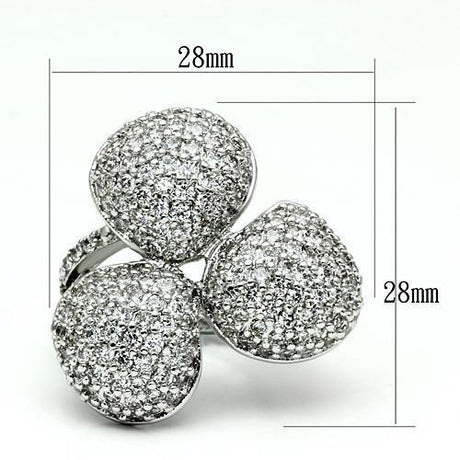 Rhodium Brass Ring with AAA Grade CZ  in Clear