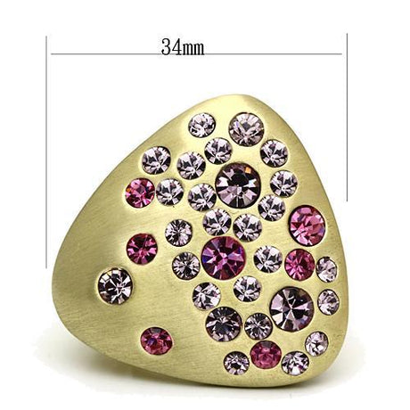 Gold & Brush Brass Ring with Top Grade Crystal  in Multi Color