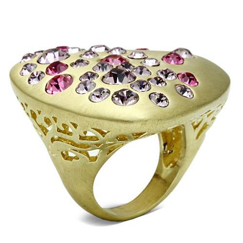 Gold & Brush Brass Ring with Top Grade Crystal  in Multi Color