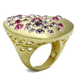 Gold & Brush Brass Ring with Top Grade Crystal  in Multi Color